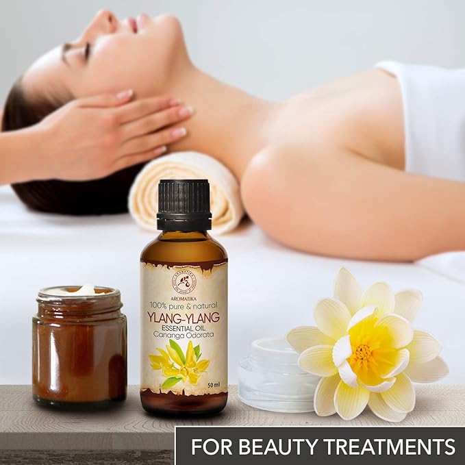 Ylang-Ylang Essential Oil 1.7 Fl Oz - Cananga Odorata - Madagaskar - 100% Pure & Natural Ylang Ylang Oil Best for Aromatherapy - Good Sleep - Beauty - Relaxation - Aroma Diffuser