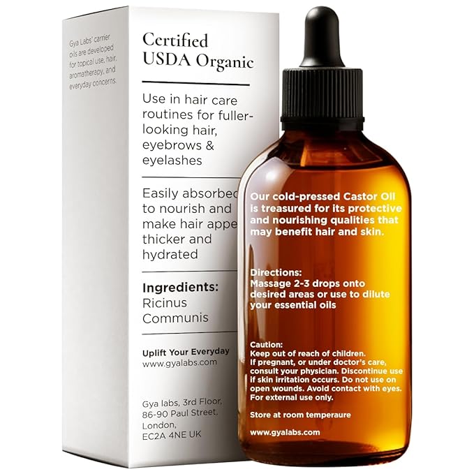 Gya Labs Castor Oil - 1.7 Fl Oz - Carrier Oil for Hair, Skin, Face, Scalp & Body Massage