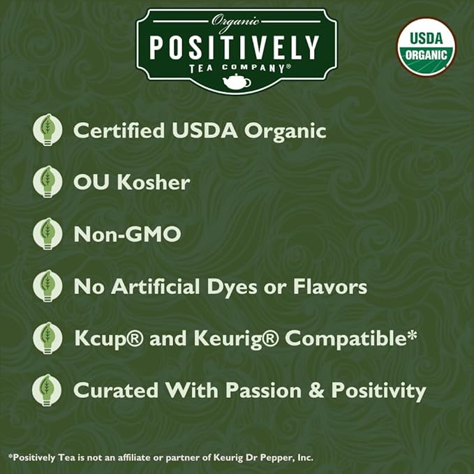 Organic Positively Tea Company, Jasmine Green Tea, K-Cup Compatible, 24 Pods