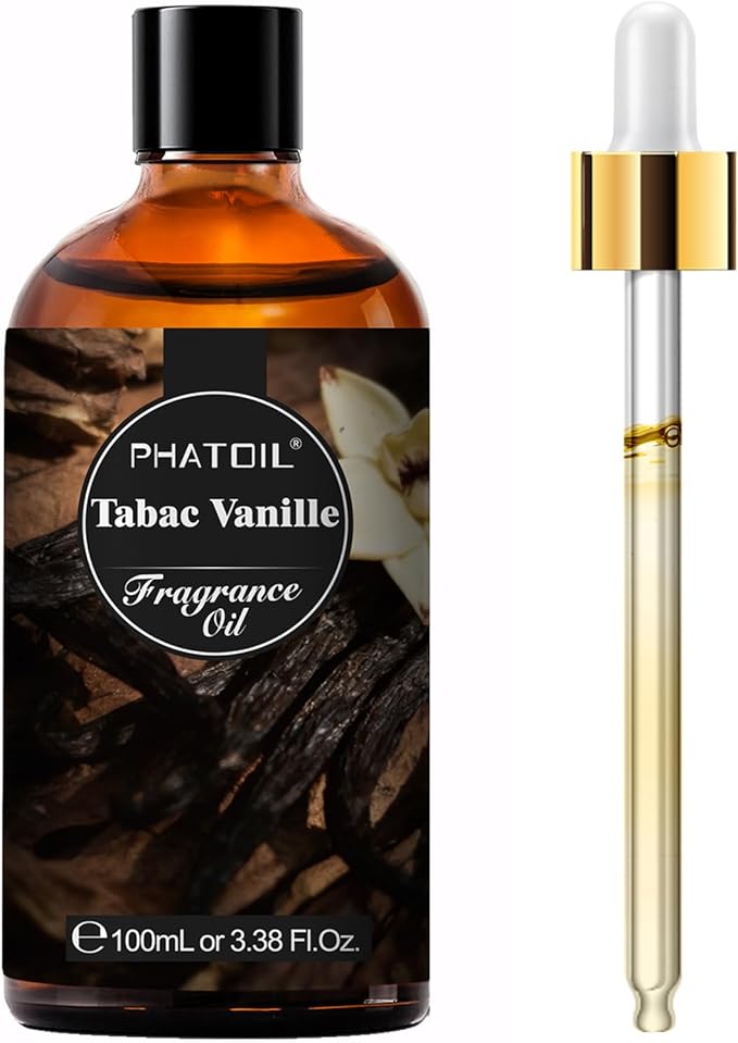 PHATOIL 3.38FL.OZ Tabac Vanille Fragrance Oils for Aromatherapy, Essential Oils for Diffusers for Home, Perfect for Diffuser, Yoga, Skin Care, DIY Candle and Soap Making - 100ml