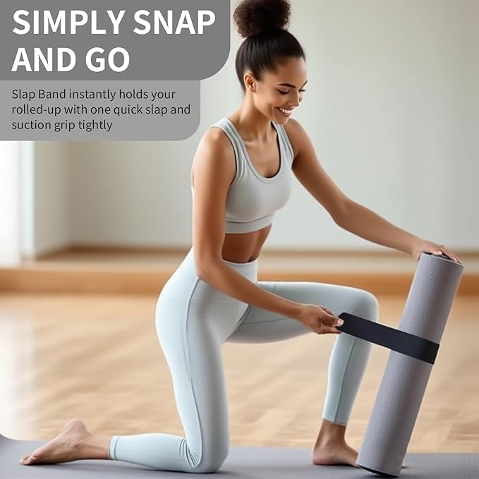 25" Yoga Mat Strap | Slap Band Holder for Carrying and Storage Mats | Rolled Scrunchie Yoga Essential Accessory