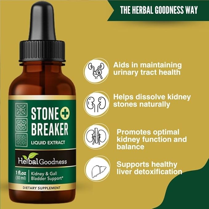Herbal Goodness Chanca Piedra Stone Breaker Liquid Extract 1 fl.oz - Kidney & Gallbladder Cleanse Support Supplement with Cranberry, Uva Ursi & Astragalus for Urinary Tract Health Non-GMO, Vegan Drops