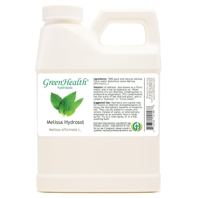 Melissa Hydrosol (Floral Water) - 16 fl oz Plastic Jug w/Cap - 100% Pure (NOT Oil)