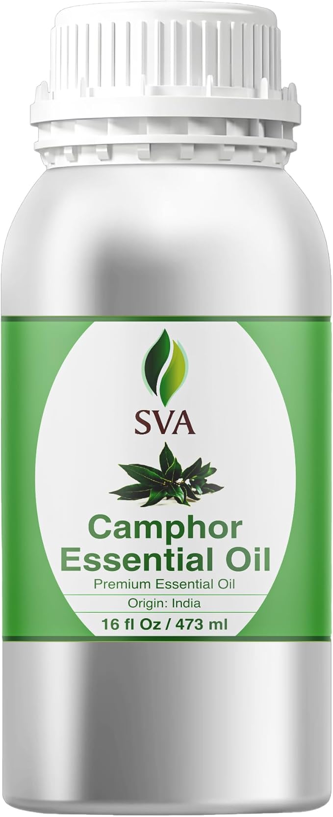 SVA Camphor Essential Oil – 16 Fl Oz – 100% Natural Camphor Oil - for Diffuser, Hair Care, Face, Skin Care, Aromatherapy, Scalp and Body Massage, Soap and Candle Making