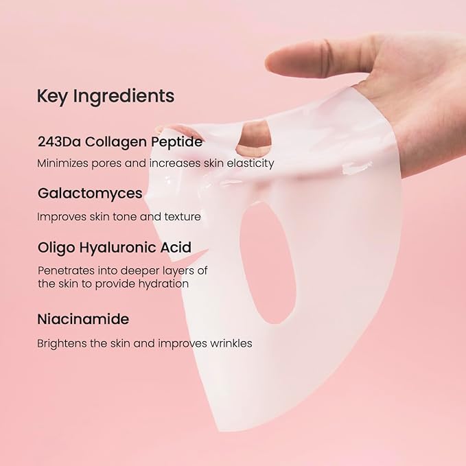 BIODANCE Bio-Collagen Real Deep Mask, Hydrating Overnight Hydrogel Mask, Pore Minimizing, Elasticity, Plumping Improvement, Korean Skin Care, Valentines Day Gifts for Her | 1.19oz(34g) x 4ea