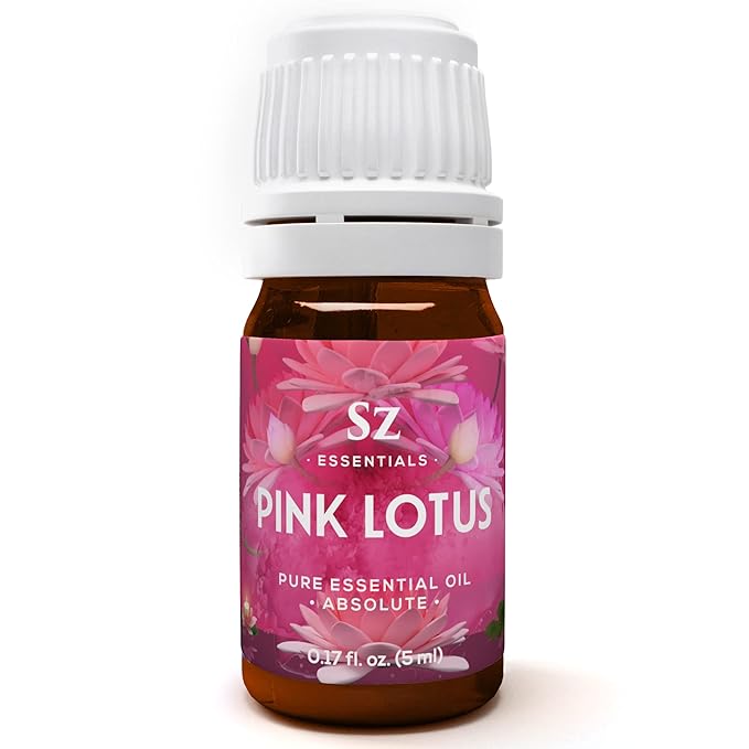 Pink Lotus 100% Pure, Essential Natural Oil - Extracted from Nymphaea Nucifera - Divine & Sweet Scent, with Exotic Floral Overtones - Therapeutic Grade & Vegan - 0.17oz (5ml)