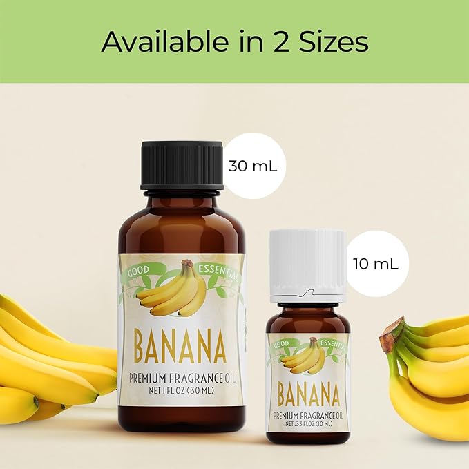 Good Essential Banana Fragrance Oil for Candles, Slime, Soap, Diffuser - 0.33 fl oz (10 ml) - Banana Scented Oil for Candle & Soap Making