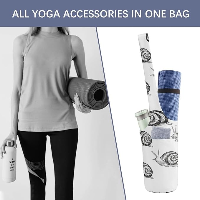 Meaudiwes Large Yoga Mat Bag with Long Strap for Women Yoga Accessories Sports Storage Bags Exercise Mats Tote Sling Carrier Bag