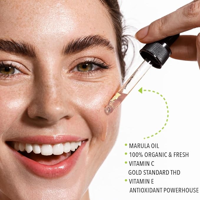 Virgin Marula Face Oil | Supercharged with Vitamin C & E | Freshly Made | Intense Hydration & Radiance Boost | Anti-Aging Skin Care and Face Moisturizer | Organic – Vegan – Cruelty-Free