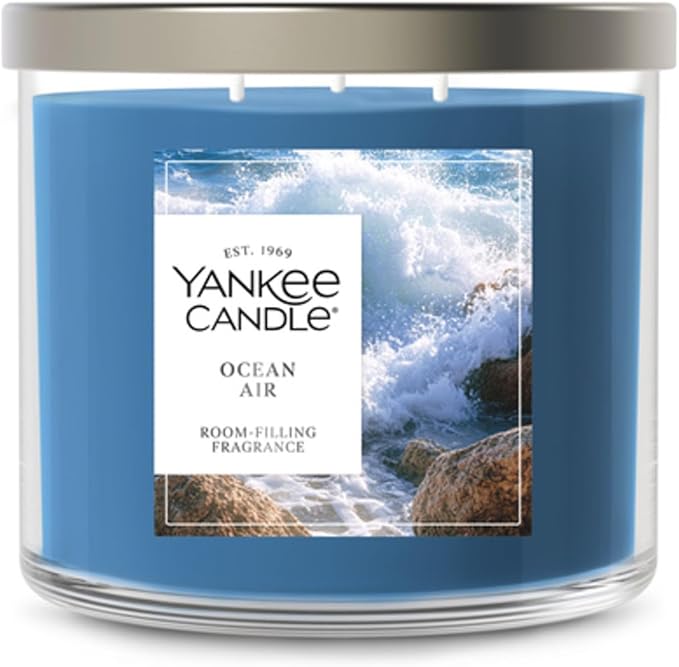 Yankee Candle Ocean Air, Scented Candle, 14.5oz 3-Wick Candle Jar with up to 40 Hours Burn Time, Giftable