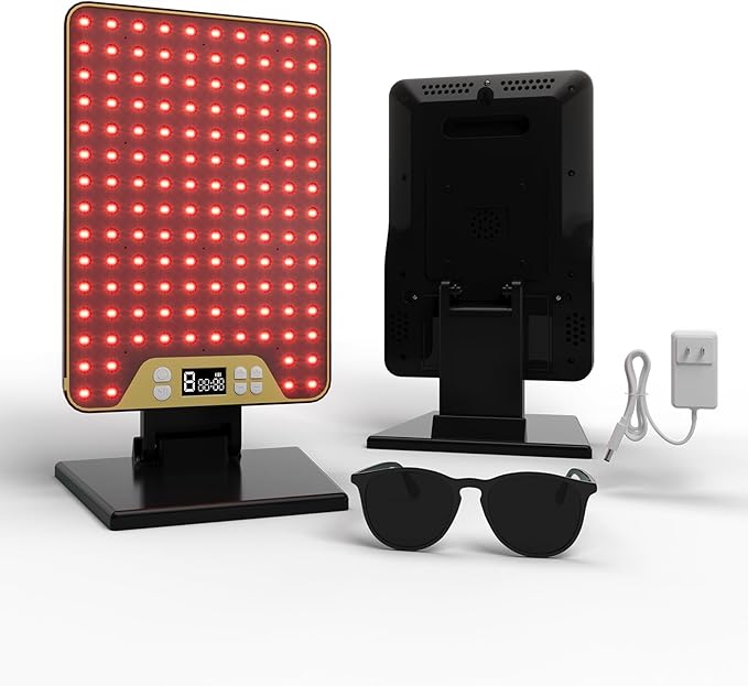 Red Light Therapy Device,Portable LED Red Infrared Light Device with 630nm, 660nm & 850nm Combination Light for Face and Body, 9 Adjustable Timer Settings, Adjustable Angle, Includes Goggles,Black