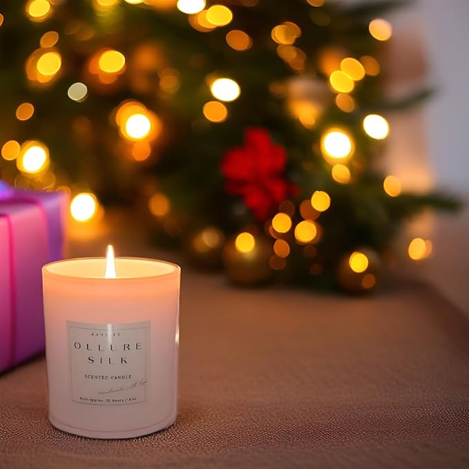 AANLIFE Scented Candle Ollure Silk | Inspired by The Iconic French Fragrance No. 5, Gifts for Women, Aesthetic Home Decor, Organic Coconut Wax Candles, Long Lasting Clean 50 Hour Burn, USA