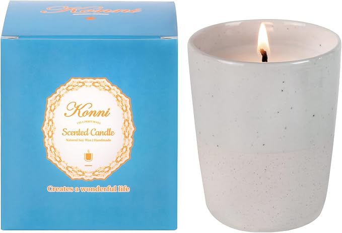 Scented Candle, 8oz Soy Candles, Red Rose Scented White Candles for Women & Men, Long-Lasting Aromatherapy Jar Candle Wax for Home, Bathroom, Non Toxic Candle Gift (Ceramic Cup 18)