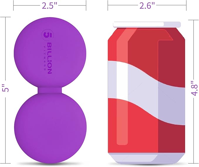 5BILLION FITNESS Peanut Massage Ball,Double Lacrosse Ball and Mobility Massage Ball for Physical Therapy - Deep Tissue Massage Tool for Myofascial Release, Muscle Relaxer, Acupoint Massage (Purple)