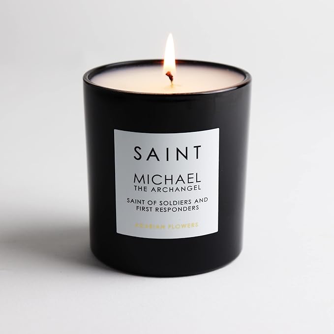 SAINT Michael The Archangel Scented Candle with Prayer and Prayer Coin, Saint of Soldiers and First Responders, Soy Coconut Aromatherapy Candle with 50-Hour Burn Time
