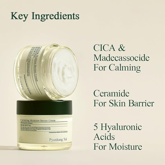 Pyunkang Yul PKY Calming Moisture Barrier Cream Instantly Soothes Sensitive Skin, Hyaluronic Acid & Ceramide for Hydration, Vegan, Korean Skincare (1.69 Fl. Oz, 50ml)