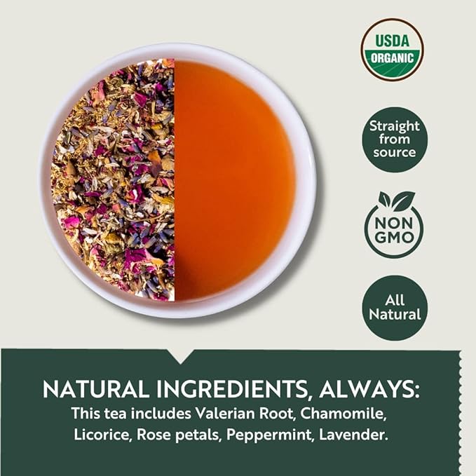 LUXMI Estates Valerian Dream Organic Valerian Root Tea (90 Tea Bags) Caffeine Free Tea Bags for Sleep, Relaxing, Calming, and Stress Relief, with Certified Organic Valerian Root Tea