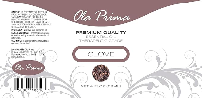 Ola Prima Oils - Clove Essential Oil 4 oz, Clove Oil for Skin, Diffuser, Natural, Premium Grade - Clove Oil
