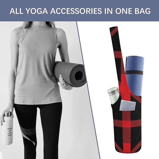 Aiyoolee Yoga Mat Bags, Large Tote Yoga Mat Carrier Holder with Water Bottle Pocket, Adjustable Shoulder Strap Storage Bag