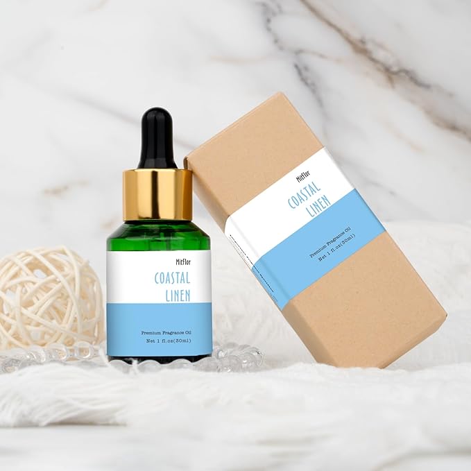 Costal Linen Fragrance Oil, MitFlor 30ml Single Scented Oils, Large Size Premium Grade Fragrance Oil for Soap & Candle Making, Aromatherapy Diffuser Oils, Clean & Fresh Scent for Home