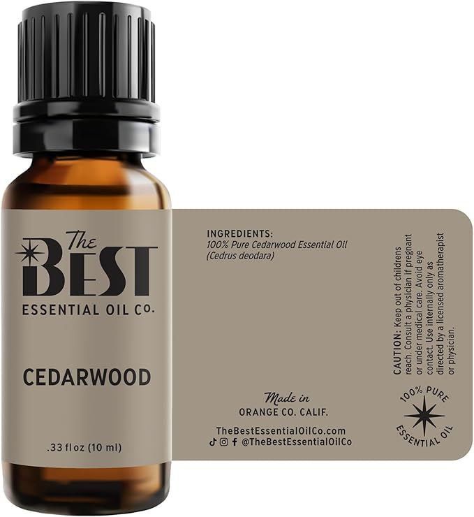 The Best Cedarwood Essential Oil- Premium Grade- 100% Pure & Natural for Aromatherapy, Diffuser, Spa, Massage, Air Freshener- 10 ml (.33 fl oz)