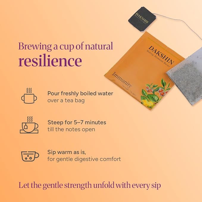 Dakshin Organic Immunity Herbal Tea | Immune Boosting | 1 box of 16 teabags