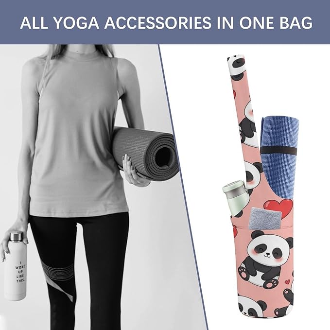 Aiyoolee Yoga Mat Bags, Large Tote Yoga Mat Carrier Holder with Water Bottle Pocket, Adjustable Shoulder Strap Storage Bag