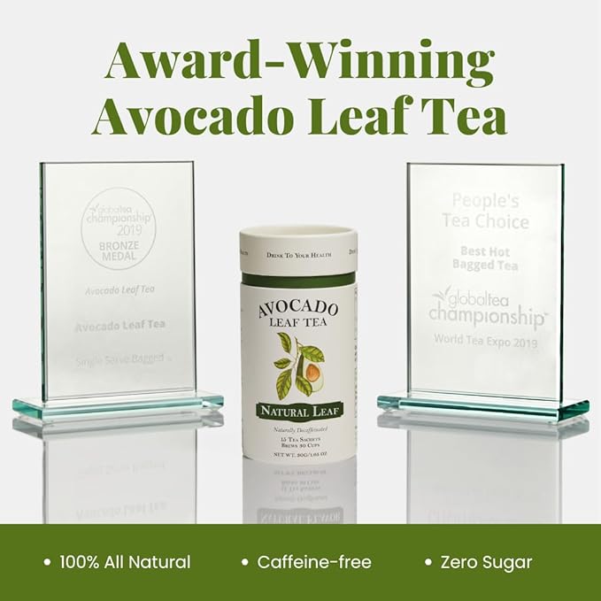 Avocado Leaf Tea – Caffeine-Free Herbal – Smooth, Antioxidant-Rich Wellness Tea – Hot or Cold Brew – All Natural, Non-GMO – 15 Biodegradable Pyramid Sachets