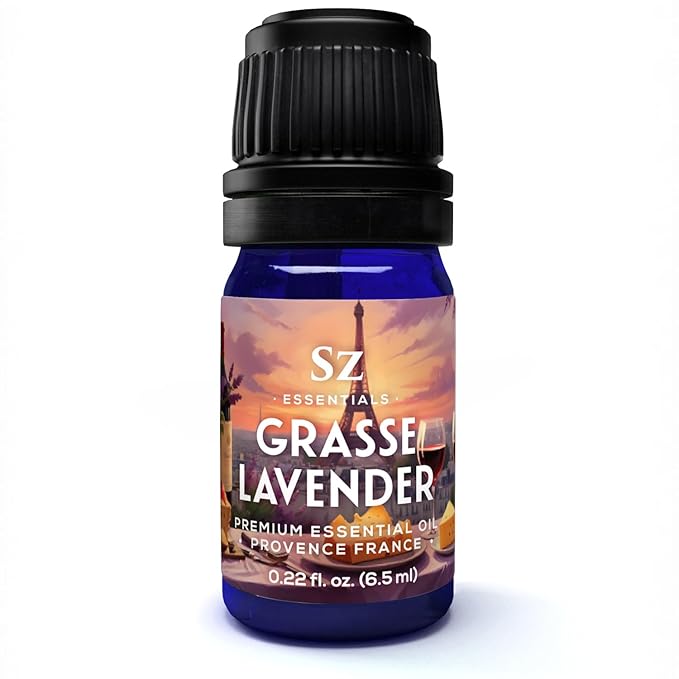 Grasse Lavender Essential Oil - France - Beautiful Floral Lavender Scent with Pine Notes - Lavandula stoechas - 100% Pure & Undiluted - Aromatherapy- Therapeutic Grade & Vegan 0.22 oz