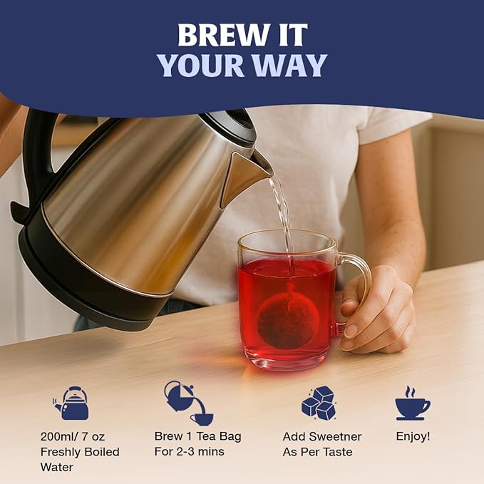 HANDPICK, Wild Blueberry Tea Bags (100 Count), True Premium Blueberry Herbal Tea with Hibiscus, Rose & Licorice | Brew Iced/Hot Tea