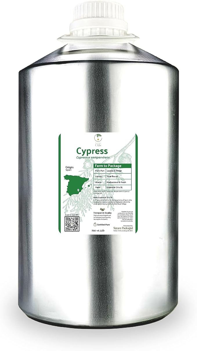 Cypress Essential Oil - Direct from Essential Oils SL in Mediterranean Spain - Aceite de Ciprés for Diffuser, 100% Pure Therapeutic Grade - Aromatheraphy, Skincare (22lbs)