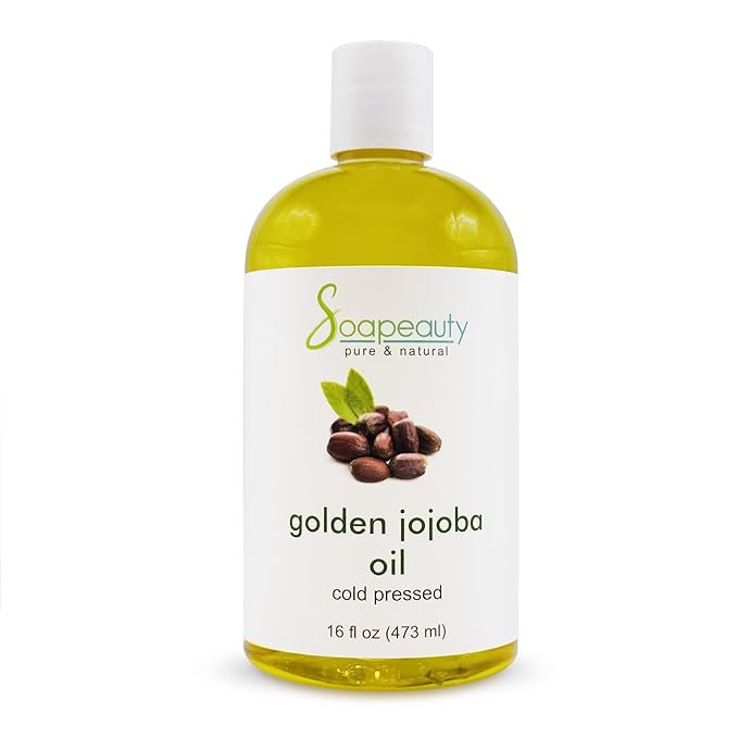 Soapeauty Golden Jojoba Oil | 100% Pure & Natural | Unrefined, Cold Pressed, Hexane Free | Moisturizing Oil for Skin, Face, Hair & Nails | 16 fl oz