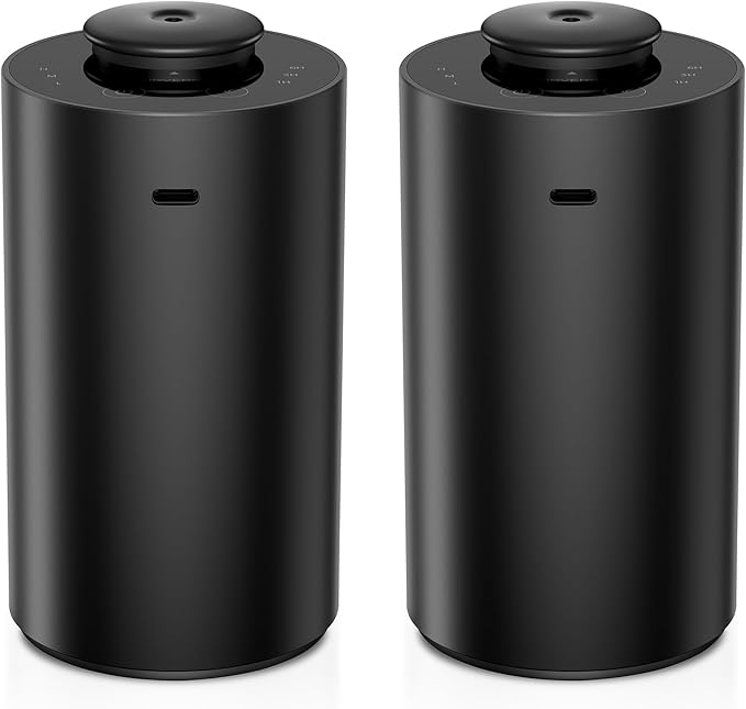 Waterless Essential Oil Diffuser for Home Aromatherapy Scent Diffusers with 3 Countdown Timer Settings or Timer-Off, 3 Mist Levels for Car Room Studio Office, ANX Premium Metal Black 2 Pack
