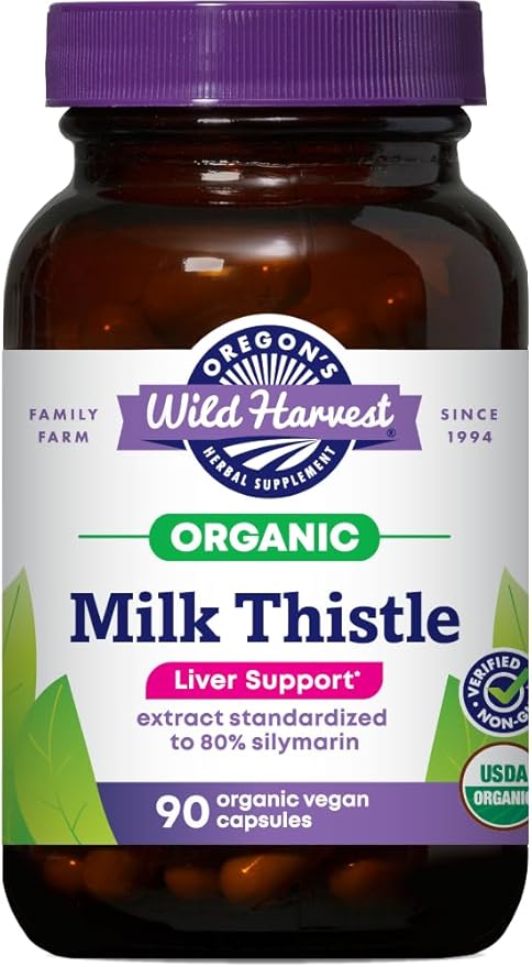 Oregon's Wild Harvest Certified Organic Milk Thistle USDA Certified Organic Herbal Supplement, 90 Count