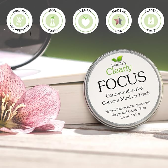 Clearly Focus Brain Booster Concentration Aid for Attention, Memory, Mental Clarity and Performance | Stay Sharp with an Uplifting Aromatherapy Essential Oil Brain Aid for Adults and Kids