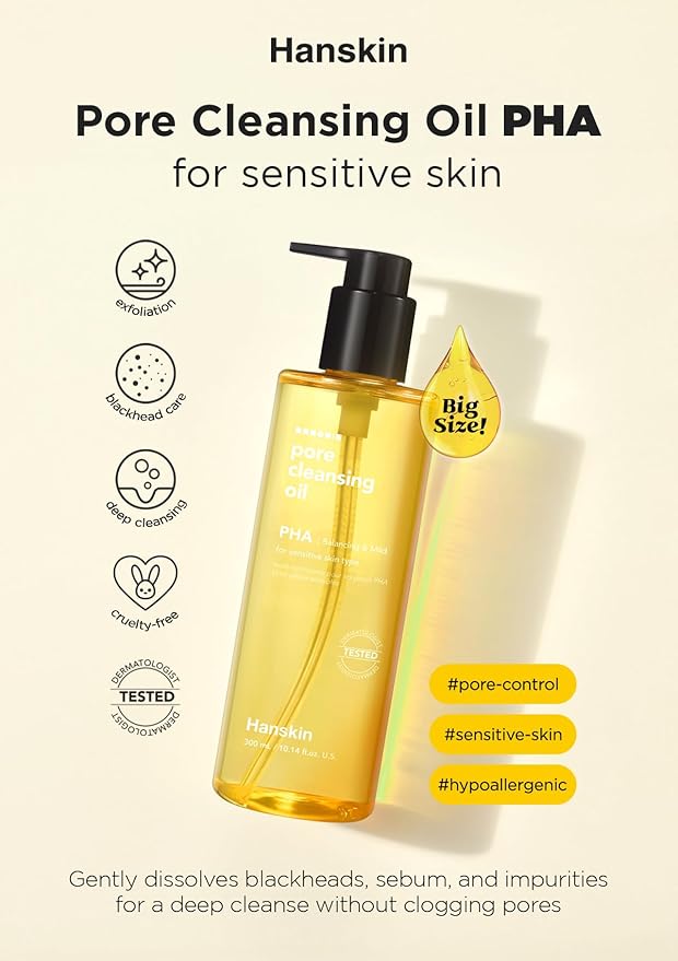 Hanskin Pore Care Duo – PHA Cleansing Oil (6.76 oz) & Cleansing Foam | Blackhead Removal, Gentle Exfoliation & Pore Care for Oily, Acne-Prone & Combination Skin | Korean Skincare Set, K-Beauty