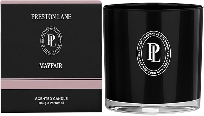 Preston Lane Luxury 2-Wick Scented Candle, Mayfair, 7.5 oz Hand-Poured in USA | Long Burn Time (20-30 Hrs), Vegan Soy Wax Blend, Decorative Glass Vessel, Fine Italian Fragrance
