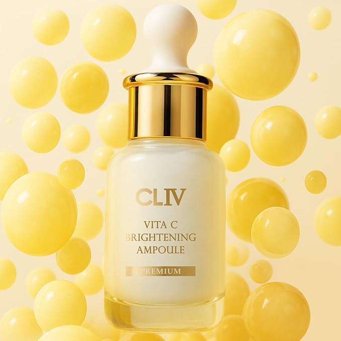 CLIV Vita C Brightening Ampoule Facial Serum | 85% Lemon Water | Skin Dullness Treatment | Vitamin Skincare |Skin Refreshing Serum | Korean Skincare (1.01 fl oz, 30ml)