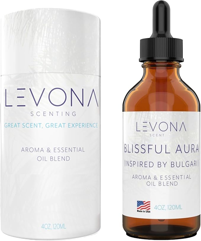 Levona Scent Essential Oils for Diffuser: Blissful Aura Inspired with Notes of Amber, Musk & Jasmine - Home Luxury Scents for Hotel - Fragrance Oil - 120 Ml Essential Oil