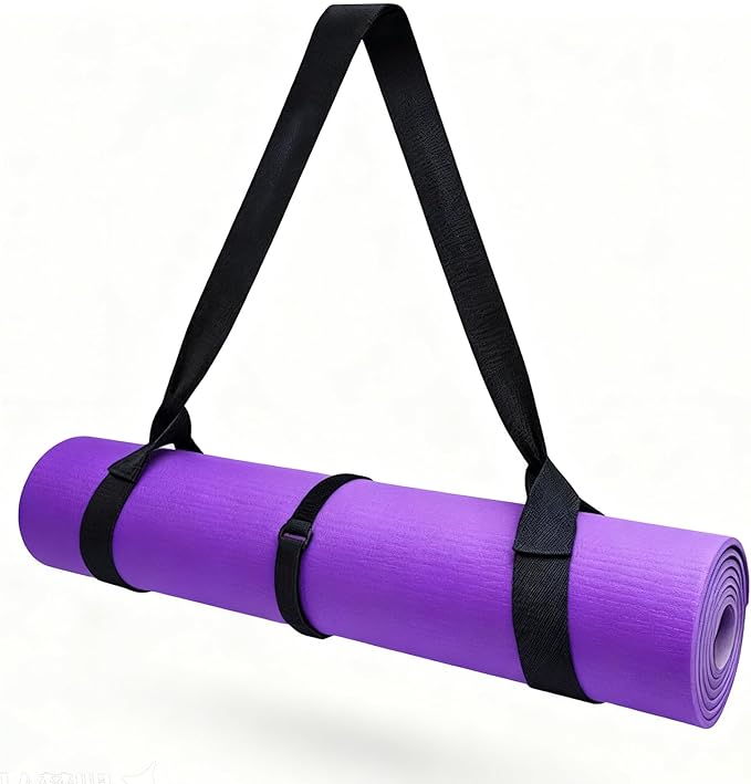 AzulySlec Yoga Mat Strap, 2-Pack Adjustable Wide Shoulder Straps for Carrying Yoga Mats, Exercise Mats, Playmats, and Fitness Mats, Black