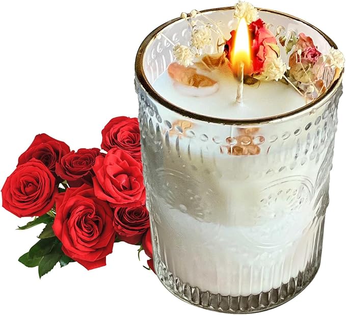 Rose Blooming Charm Scented Candle - 36H Long-Lasting, Soy & Beeswax Blend 7oz Jar Candle, Luxury Floral Scent for Home Decor, Relaxation & Gifts
