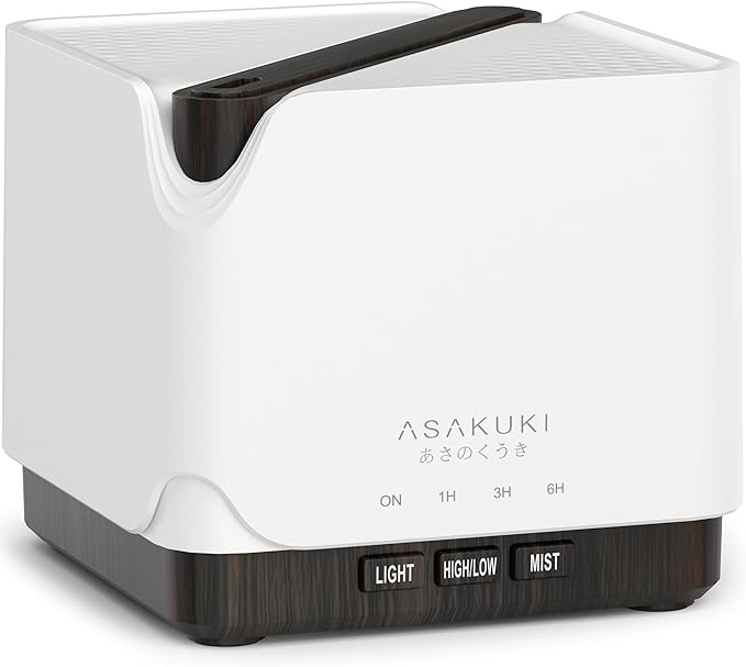 ASAKUKI Essential Oil Diffuser, Multifunctional Ultrasonic Aromatherapy Fragrant Oil Vaporizer Humidifier with Timer, Auto-Off Safety Switch, and 7 LED Light Colors, 700 ml (Brown Wood)
