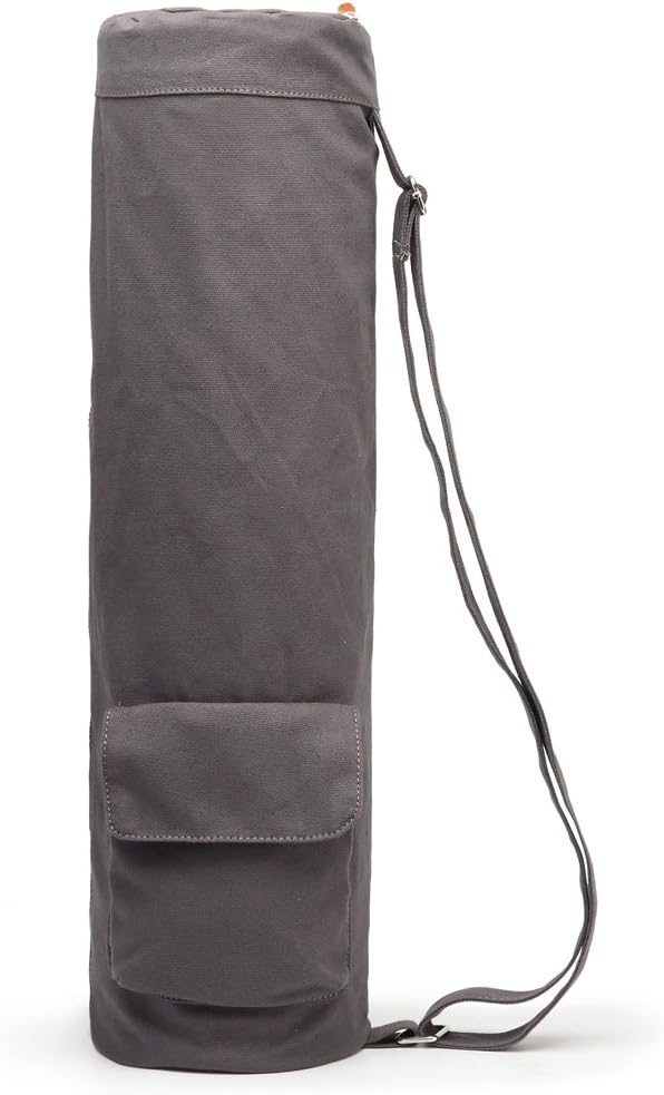 ELENTURE Canvas Yoga Mat Bag with Adjustable Strap & Pockets, Full-Zip Travel Gym Tote for Women & Men, Fits 1/4" & 1/3" Thick Mats, Lightweight Carrier for Yoga, Workout, Outdoor Use