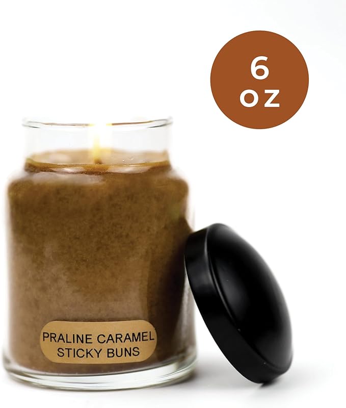A Cheerful Giver - Praline Caramel Sticky Buns Baby Scented Glass Jar Candle (6oz) with Lid & True to Life Fragrance Made in USA
