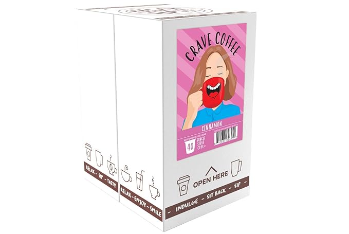 Crave Beverages Flavored Pods Compatible with 2 K-Cup Brewers, Cinnamon, 40 Count