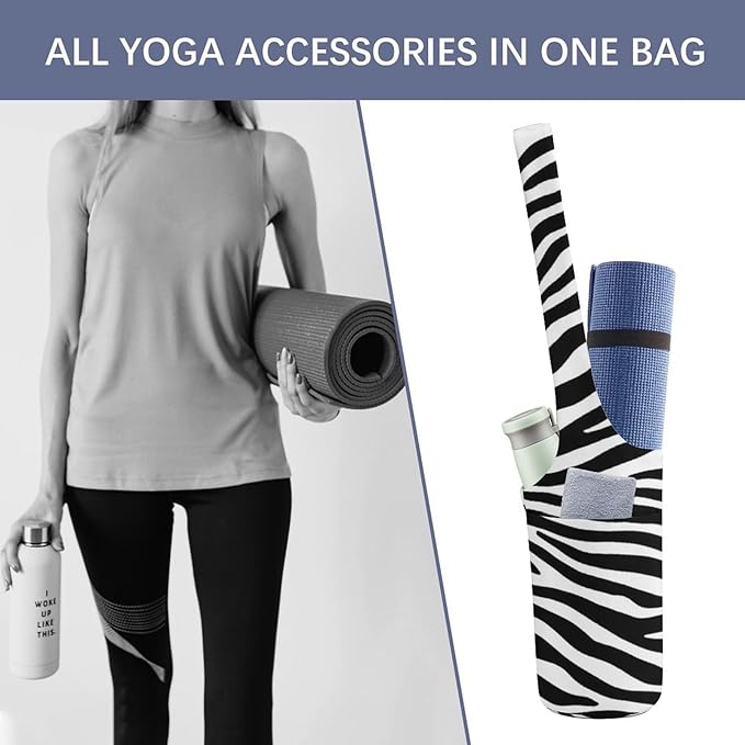 Aiyoolee Yoga Mat Bags, Large Tote Yoga Mat Carrier Holder with Water Bottle Pocket, Adjustable Shoulder Strap Storage Bag