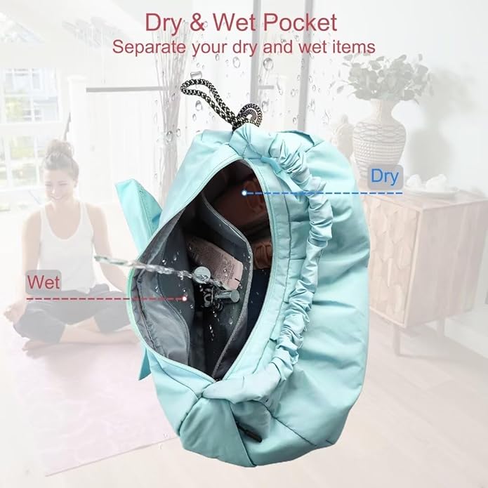WOLT Gym Bag For Women, Yoga Mat Bag with Shoes Compartment, Wet Pocket and Water Bottle Pocket