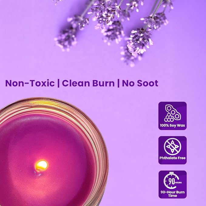 Candle Set Odor Eliminating – 2 Pack - 12oz – Long-Lasting Soy Wax Candles – Neutralizes Pet, Kitchen & Smoke Odors – Clean Burn, Eco-Friendly, Aromatherapy Candle (Lavender)