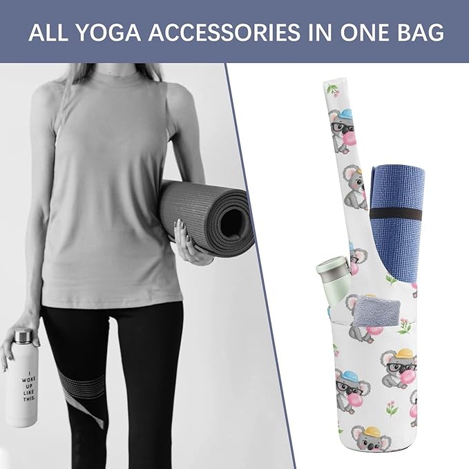 Aiyoolee Fashion Yoga Mat Bag with Large Pocket, Long Tote Yoga Bag Fit Most Mats Accessories