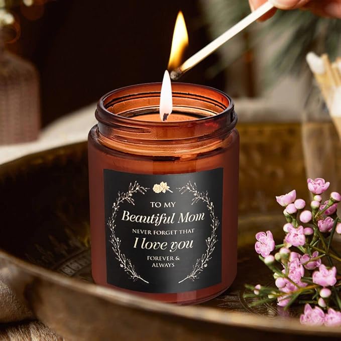 Candle Gifts for Mom from Son Daughter - Best Mothers Day, Love You, Birthday Gift for Her - Aromatherapy Relaxing Candle for Women, New Mom - Natural Soy Wax Jasmine Jar Candle for Home